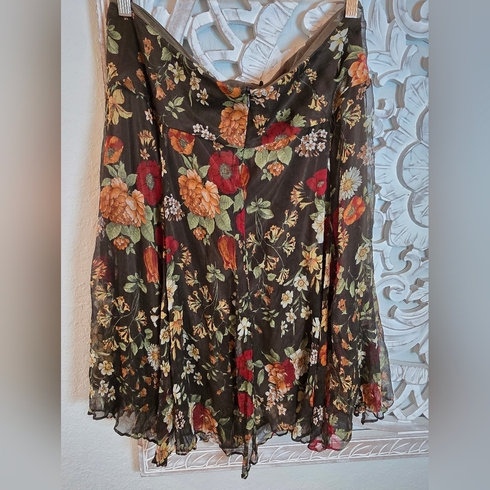 Zara Women’s 100% Silk Floral Skirt Vintage Size XL - Picture 3 of 5